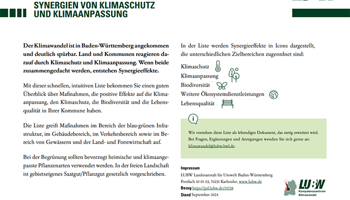 Titelbild der Maßnahmenliste